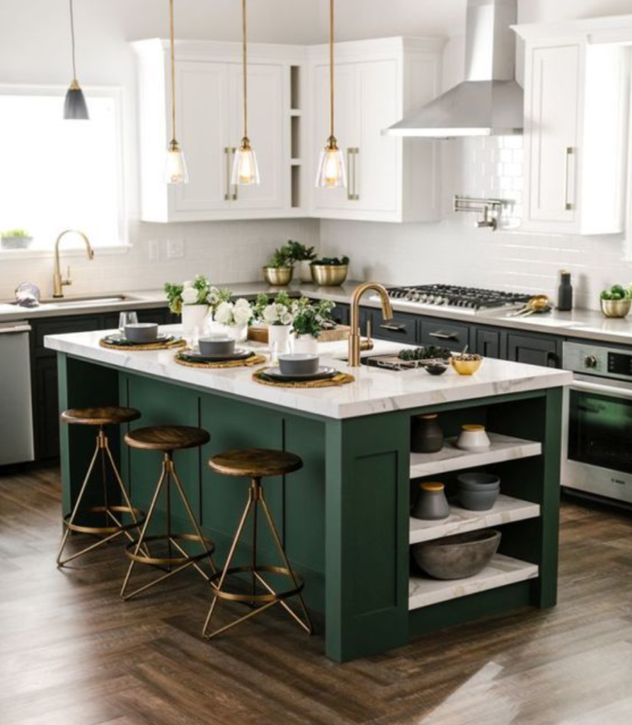 Kitchen island with on sale hidden stools